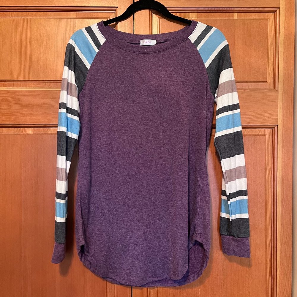 Halife Lightweight Color Block Long Sleeve Loose Fit Pullover Sweatshirt Tunic S